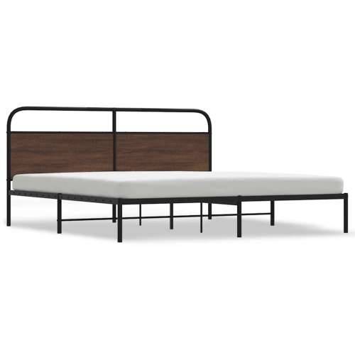 Metalni okvir kreveta bez madraca smeđa boja hrasta 180x200 cm - Smeđi hrast 180 x 200 cm s uzglavljem Cijena