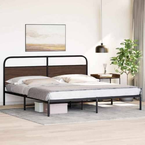 Metalni okvir kreveta bez madraca smeđa boja hrasta 180x200 cm - Smeđi hrast 180 x 200 cm s uzglavljem Cijena