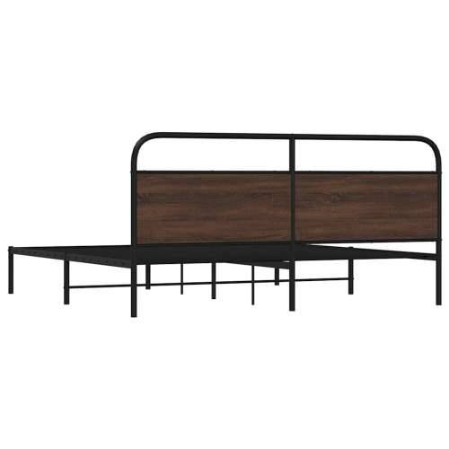 Metalni okvir kreveta bez madraca smeđa boja hrasta 180x200 cm - Smeđi hrast 180 x 200 cm s uzglavljem Cijena