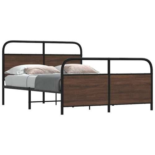 Metalni okvir kreveta bez madraca smeđa boja hrasta 140x190 cm - Smeđi hrast 140 x 190 cm s uzglavljem i podnožjem Cijena