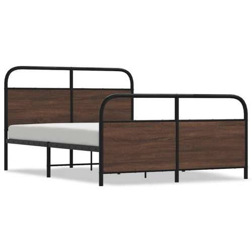 Metalni okvir kreveta bez madraca smeđa boja hrasta 140x190 cm - Smeđi hrast 140 x 190 cm s uzglavljem i podnožjem Cijena