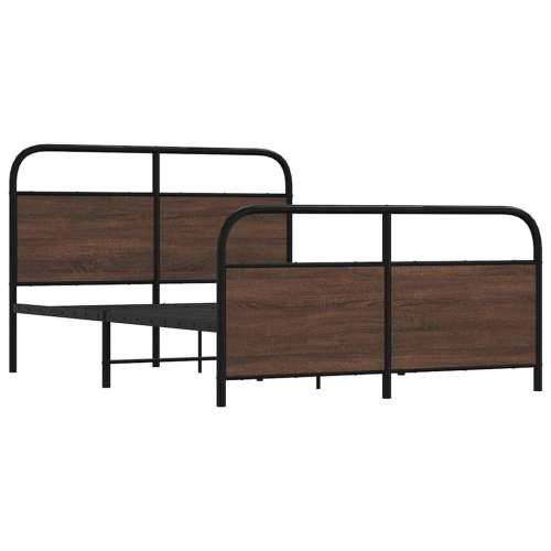 Metalni okvir kreveta bez madraca smeđa boja hrasta 140x190 cm - Smeđi hrast 140 x 190 cm s uzglavljem i podnožjem Cijena
