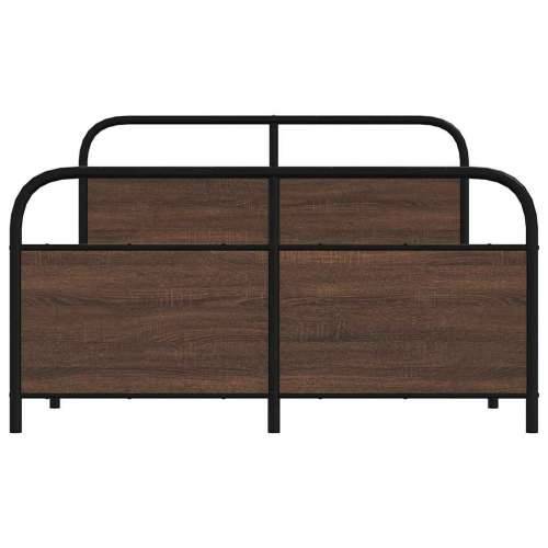 Metalni okvir kreveta bez madraca smeđa boja hrasta 140x190 cm - Smeđi hrast 140 x 190 cm s uzglavljem i podnožjem Cijena