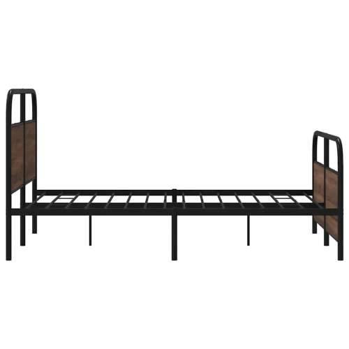Metalni okvir kreveta bez madraca smeđa boja hrasta 140x190 cm - Smeđi hrast 140 x 190 cm s uzglavljem i podnožjem Cijena