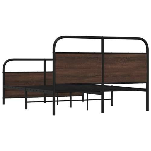 Metalni okvir kreveta bez madraca smeđa boja hrasta 140x190 cm - Smeđi hrast 140 x 190 cm s uzglavljem i podnožjem Cijena