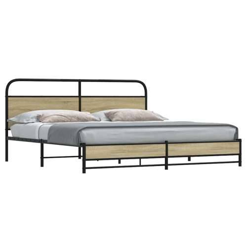 Metalni okvir kreveta bez madraca boja hrasta sonome 180x200 cm - sonoma hrast 180 x 200 cm s uzglavljem i dvostrukim niskim pod Cijena