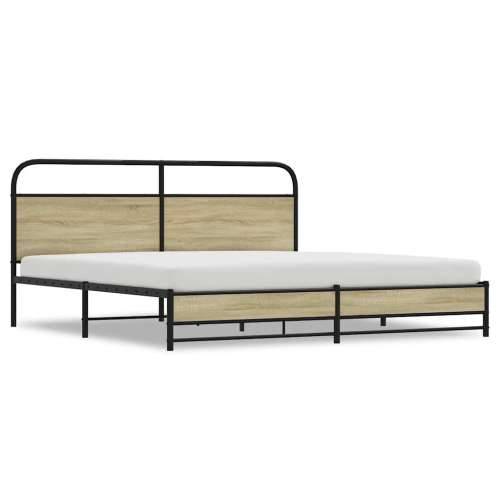 Metalni okvir kreveta bez madraca boja hrasta sonome 180x200 cm - sonoma hrast 180 x 200 cm s uzglavljem i dvostrukim niskim pod Cijena
