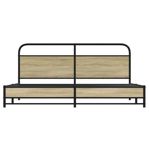 Metalni okvir kreveta bez madraca boja hrasta sonome 180x200 cm - sonoma hrast 180 x 200 cm s uzglavljem i dvostrukim niskim pod Cijena