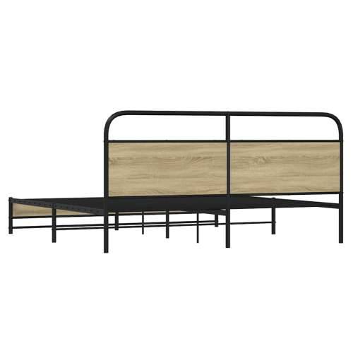 Metalni okvir kreveta bez madraca boja hrasta sonome 180x200 cm - sonoma hrast 180 x 200 cm s uzglavljem i dvostrukim niskim pod Cijena