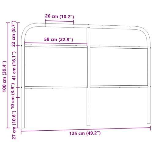 Uzglavlje dimljena boja hrasta 120 cm čelik i konstruirano drvo - Dimljeni hrast 120 cm 1 Cijena