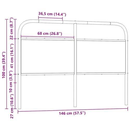 Uzglavlje dimljena boja hrasta 140 cm čelik i konstruirano drvo - Dimljeni hrast 140 cm 1 Cijena