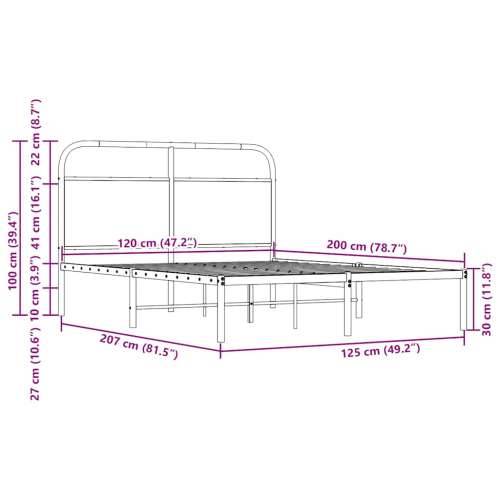 Okvir kreveta bez madraca dimljena boja hrasta 120x200cm drveni - Dimljeni hrast 120 x 200 cm s uzglavljem Cijena