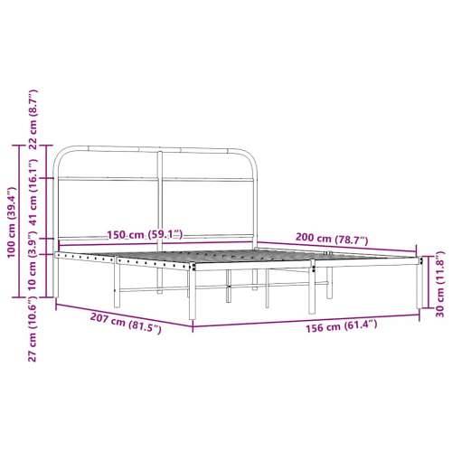 Okvir kreveta bez madraca dimljena boja hrasta 150x200cm drveni - Dimljeni hrast 150 x 200 cm s uzglavljem Cijena