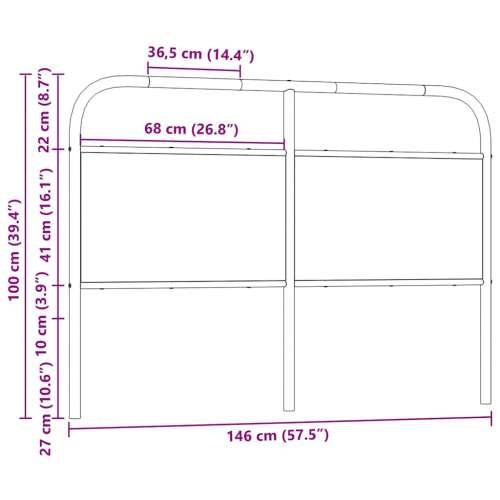 Uzglavlje smeđa boja hrasta 140 cm čelik i konstruirano drvo - Smeđi hrast 140 cm 1 Cijena