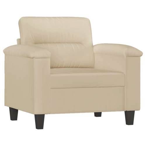 4-dijelni set sofa s jastucima krem od mikrovlakana - Krema s jastucima i tabureom Cijena