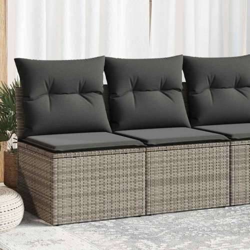 Vrtna garnitura - 2-dijelni set vrtnih sofa poliratan i bagrem s jastucima sivi - Siva bez spremišta 1 Cijena