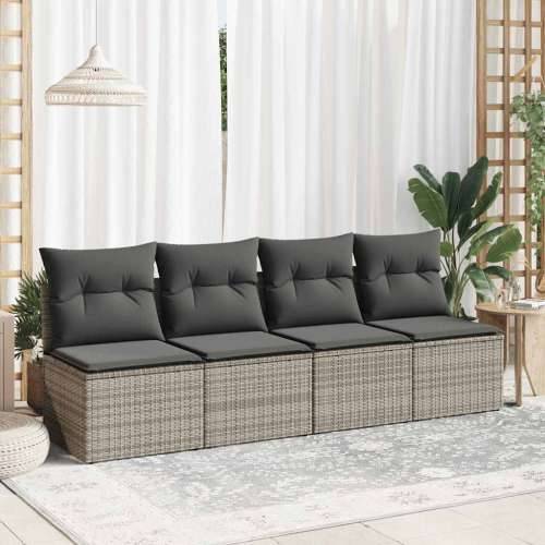 Vrtna garnitura - 2-dijelni set vrtnih sofa poliratan i bagrem s jastucima sivi - Siva bez spremišta 1 Cijena