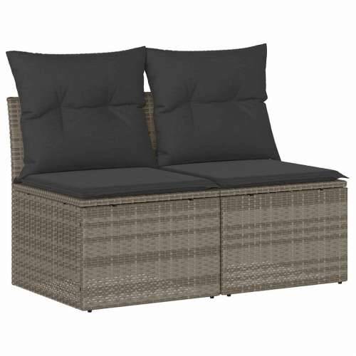 Vrtna garnitura - 2-dijelni set vrtnih sofa s jastucima od poliratana i bagrem - Svjetlosiva sa spremištem 1 Cijena