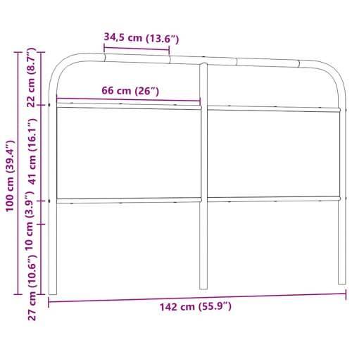 Uzglavlje boja hrasta sonome 135 cm čelik i konstruirano drvo - sonoma hrast 135 cm 1 Cijena