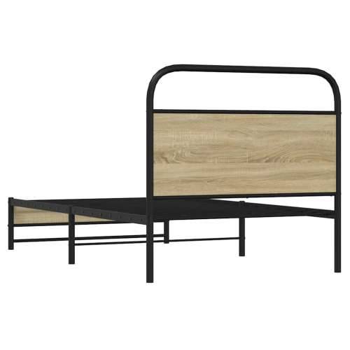 Okvir kreveta bez madraca boja hrasta sonome 107x203 cm drveni - sonoma hrast 107 x 203 cm s uzglavljem i dvostrukim niskim podn Cijena