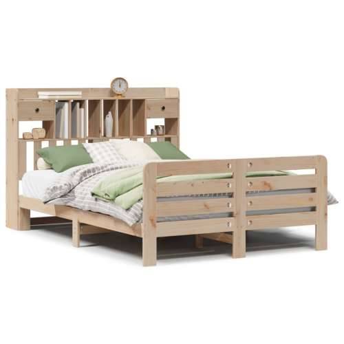 Krevet s regalom za knjige bez madraca 140x190 cm od borovine - Prirodna 140 x 190 cm Cijena