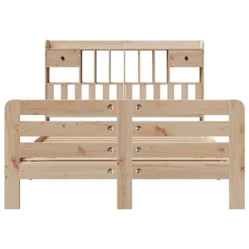 Krevet s regalom za knjige bez madraca 140x190 cm od borovine - Prirodna 140 x 190 cm Cijena