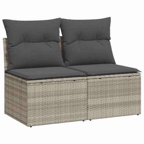 Vrtna garnitura - 2-dijelni set vrtnih sofa s jastucima od poliratana i bagrem - Svjetlosiva bez spremišta 1 Cijena