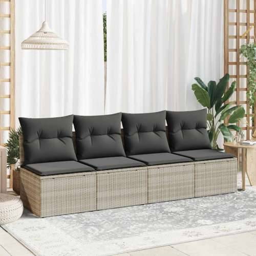 Vrtna garnitura - 2-dijelni set vrtnih sofa s jastucima od poliratana i bagrem - Svjetlosiva bez spremišta 1 Cijena