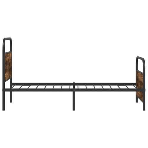 Okvir kreveta bez madraca dimljena boja hrasta 90x200 cm drveni - Dimljeni hrast 90 x 200 cm s uzglavljem i podnožjem Cijena