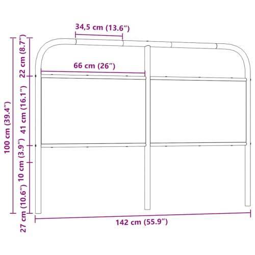 Uzglavlje dimljena boja hrasta 135 cm čelik i konstruirano drvo - Dimljeni hrast 135 cm 1 Cijena