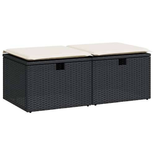 Vrtna garnitura - 2-dijelni set vrtnih sofa s jastucima crni od poliratana bagrem - Crna i krem 1 Cijena