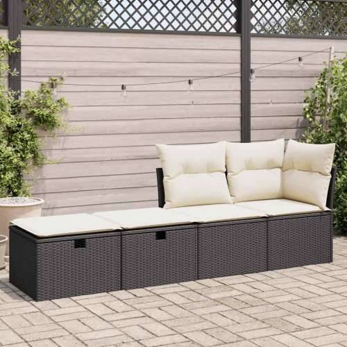 Vrtna garnitura - 2-dijelni set vrtnih sofa s jastucima crni od poliratana bagrem - Crna i krem 1 Cijena