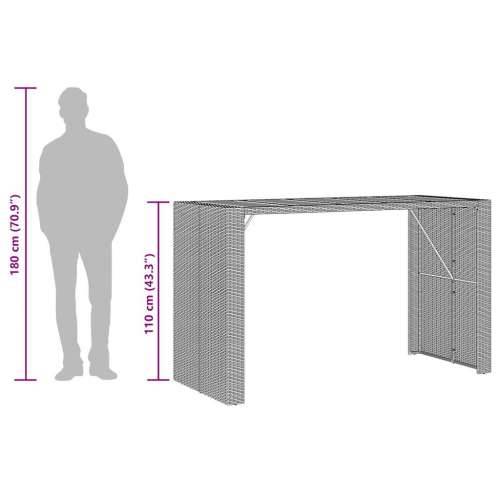 7-dijelni vrtni barski set bez jastucima sivi poliratana bagrem - Siva 185 cm 6 Cijena