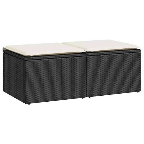 Vrtna garnitura - 2-dijelni set vrtnih sofa s jastucima crni od poliratana bagrem - Crna i krem 1 Cijena