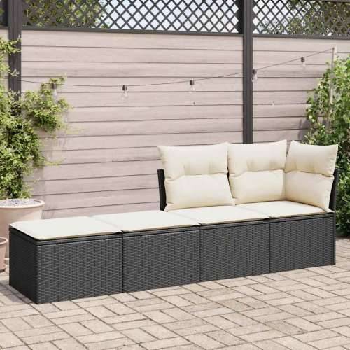 Vrtna garnitura - 2-dijelni set vrtnih sofa s jastucima crni od poliratana bagrem - Crna i krem 1 Cijena
