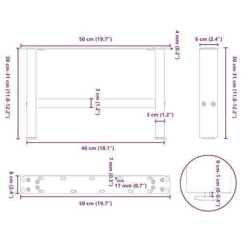 Noge za klub stolić bijele 2 kom 50 x (30-31) cm čelik - Bijela 50 x (30-31) cm 2 1 Cijena
