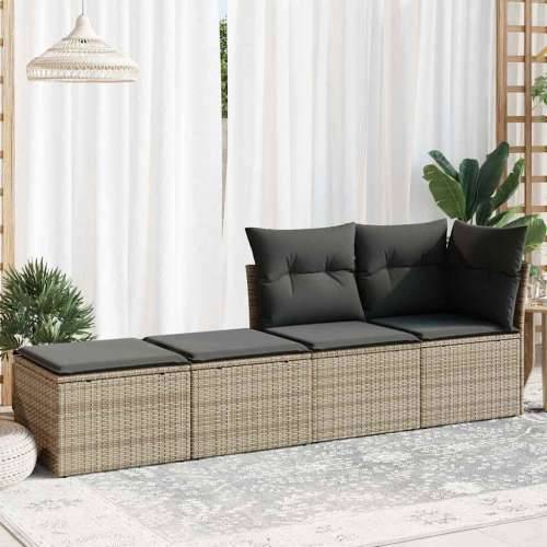 Vrtna garnitura - 2-dijelni set vrtnih sofa poliratan i bagrem s jastucima sivi - Siva 1 Cijena