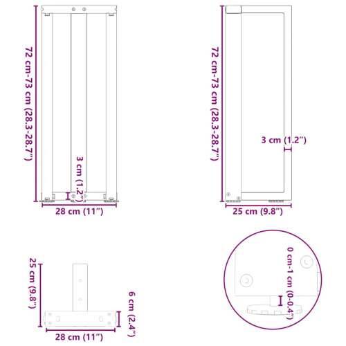 Noge za konzolni stol T-oblika 2 kom antracit 25x28x(72-73) cm čelik - Antracit 25 x 28 x (72-73) cm 2 1 Cijena