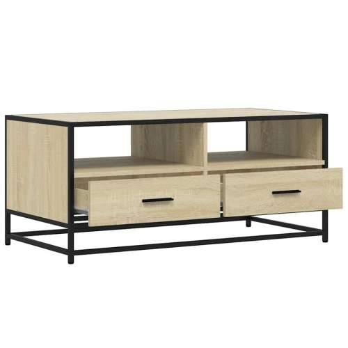 Stolić za kavu boja hrasta 100 x 50 x 45 cm od drva i metala - sonoma hrast 1 Cijena