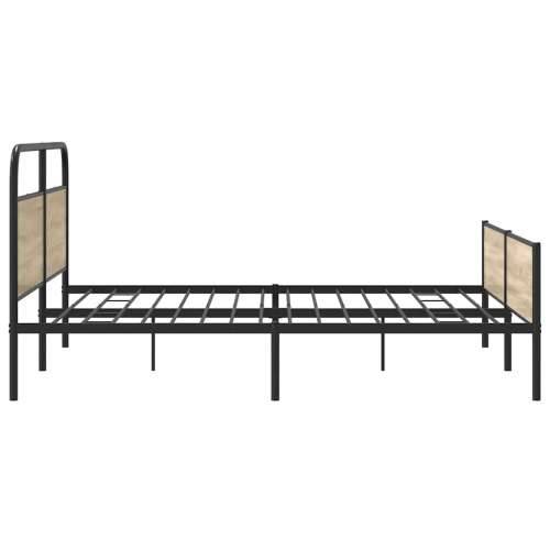 Metalni okvir kreveta bez madraca boja hrasta 200x200 cm - Dimljeni hrast 200 x 200 cm s uzglavljem i dvostrukim niskim podnožje Cijena