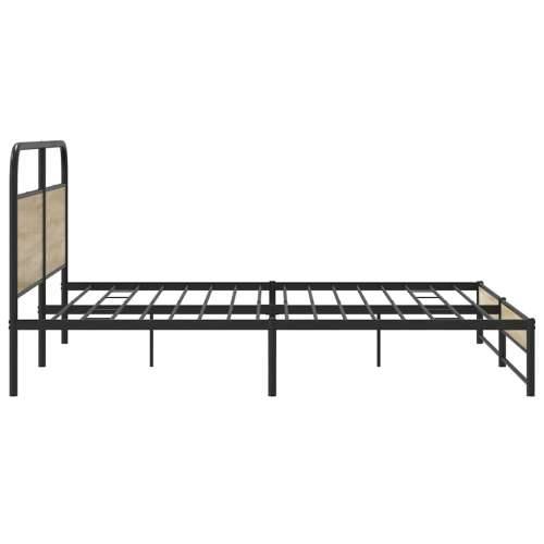 Metalni okvir kreveta bez madraca boja hrasta 193x203 cm - Dimljeni hrast 193 x 203 cm s uzglavljem i visokim podnožjem Cijena