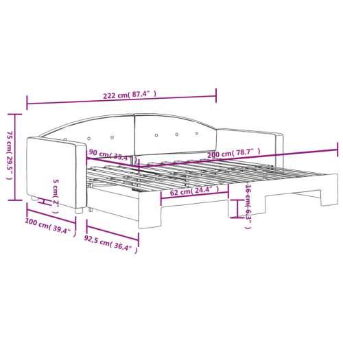 Dnevni krevet na razvlačenje bez madraca tamnosivi 90 x 200 cm - Tamno siva 90 x 200 cm s krevetom na izvlačenje Cijena