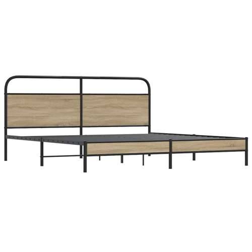 Metalni okvir kreveta bez madraca boja hrasta 200x200 cm - Dimljeni hrast 200 x 200 cm s uzglavljem i niskim podnožjem Cijena