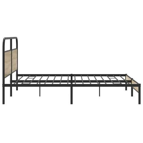 Metalni okvir kreveta bez madraca boja hrasta 200x200 cm - Dimljeni hrast 200 x 200 cm s uzglavljem i niskim podnožjem Cijena