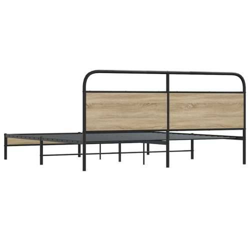 Metalni okvir kreveta bez madraca boja hrasta 200x200 cm - Dimljeni hrast 200 x 200 cm s uzglavljem i niskim podnožjem Cijena
