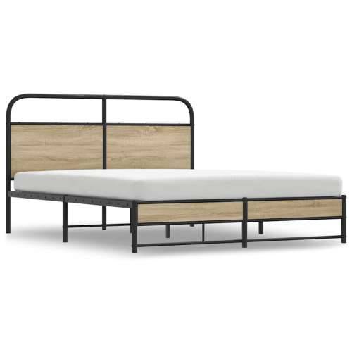 Metalni okvir kreveta bez madraca boja hrasta 160x200 cm - Dimljeni hrast 160 x 200 cm s uzglavljem i visokim podnožjem Cijena