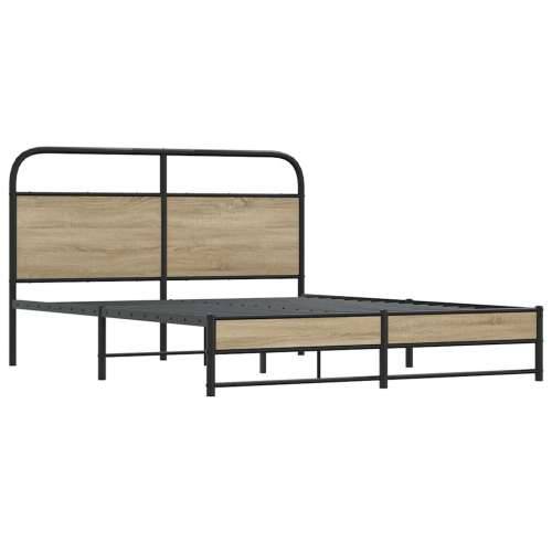 Metalni okvir kreveta bez madraca boja hrasta 160x200 cm - Dimljeni hrast 160 x 200 cm s uzglavljem i visokim podnožjem Cijena