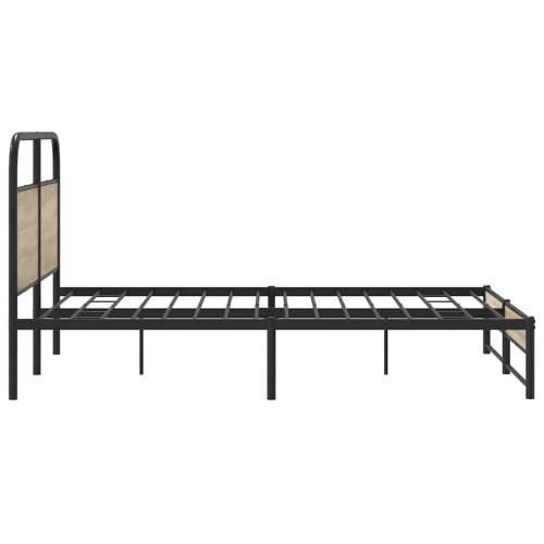 Metalni okvir kreveta bez madraca boja hrasta 160x200 cm - Dimljeni hrast 160 x 200 cm s uzglavljem i visokim podnožjem Cijena