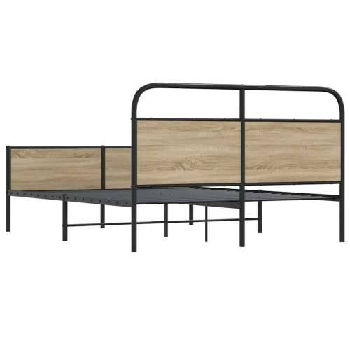 Metalni okvir kreveta bez madraca boja hrasta 160x200 cm - Dimljeni hrast 160 x 200 cm s uzglavljem i visokim podnožjem Cijena
