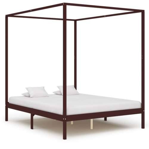 Okvir za krevet s baldahinom od borovine tamnosmeđi 180x200 cm Cijena